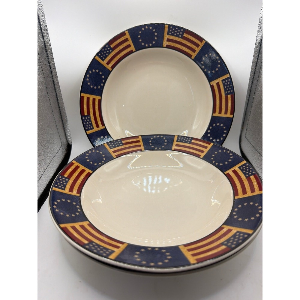3 Coventry Liberty - Rimmed Soup Bowl - 9 1/8" Diameter - Patriotic Flags